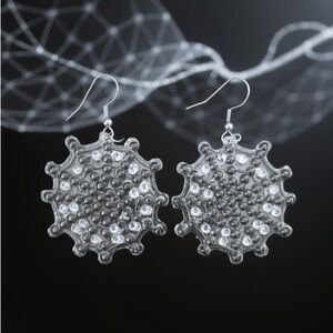 Silver and Black Hand Crafted Spiderweb Beaded Dangle Earrings